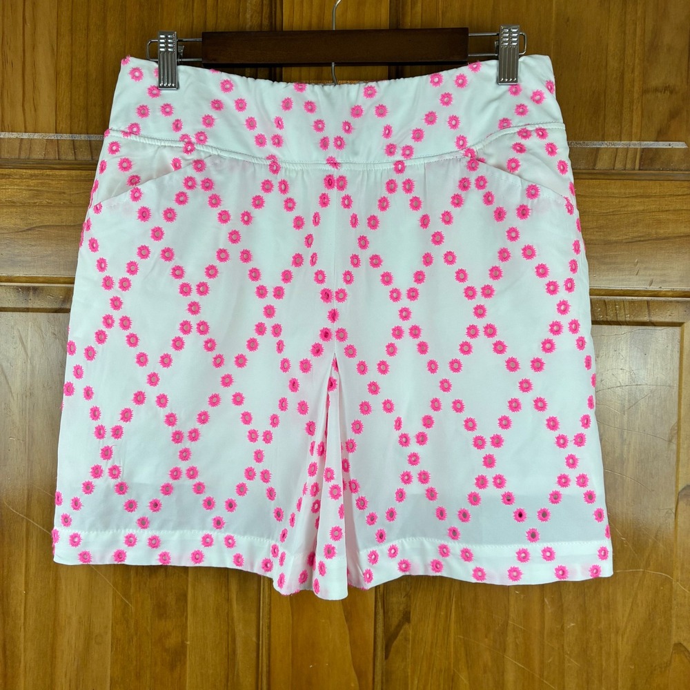 Lilly Pulitzer Luxletic White Pink Floral Eyelet Skort Womens 4 Golf Tennis
